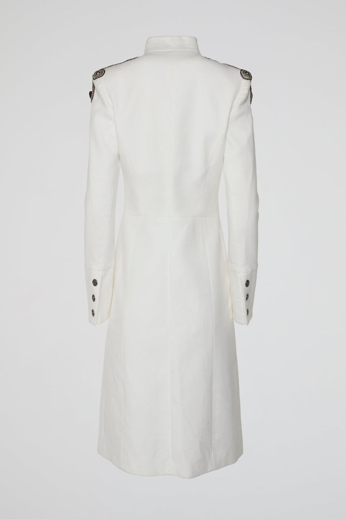 White Embellished Long Coat