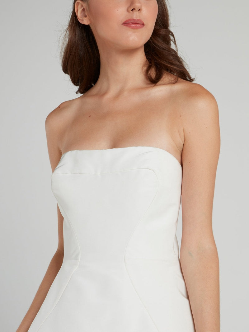 White Strapless Wrap Ball Gown