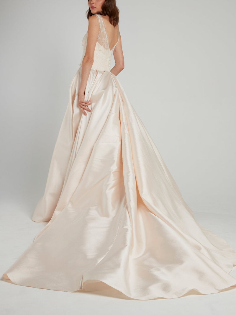 Bateau Empire Ball Gown Bridal Dress