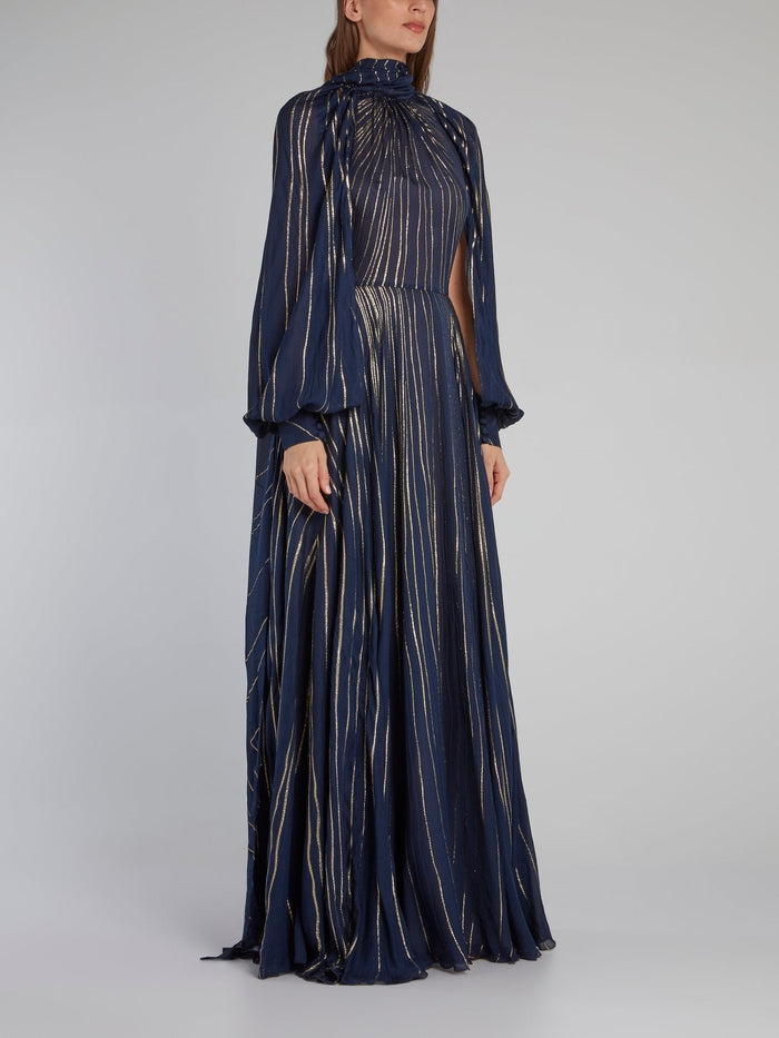 Nags Navy Bishop Sleeve Maxi Dress