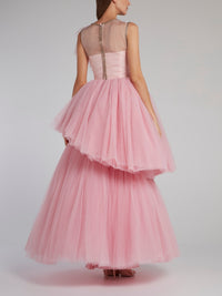 Pink Layered Tulle Gown