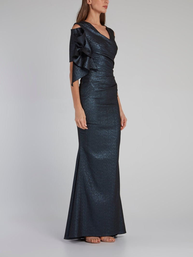 Metallic Scuba Stretch Trumpet Gown