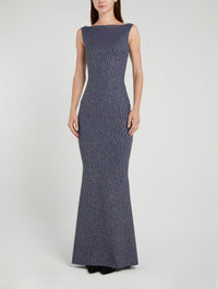 Race Navy Bateau Neckline Maxi Dress