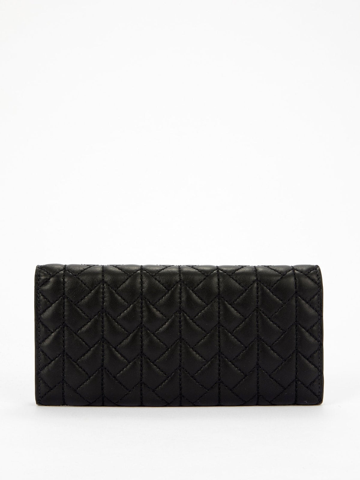 Black Quilted Continental Clutch