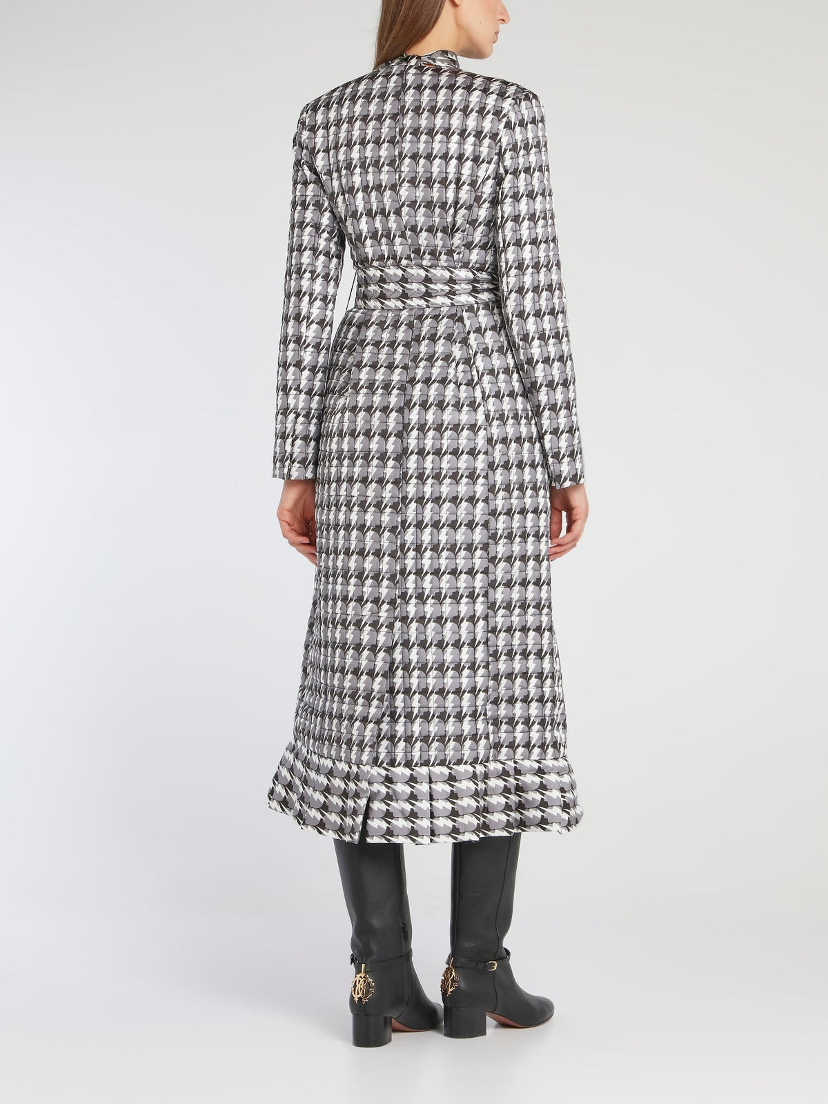 Helen Check Flared Hem Coat