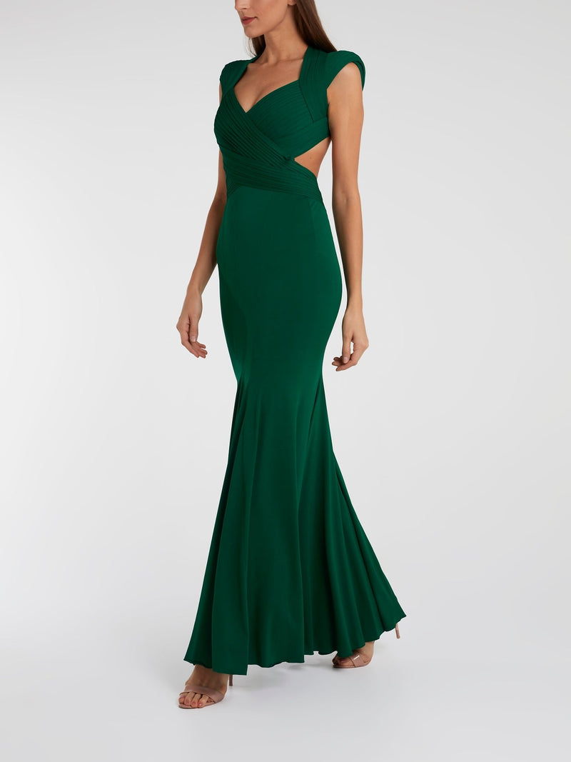 Emerald Pleat Detailed Maxi Dress